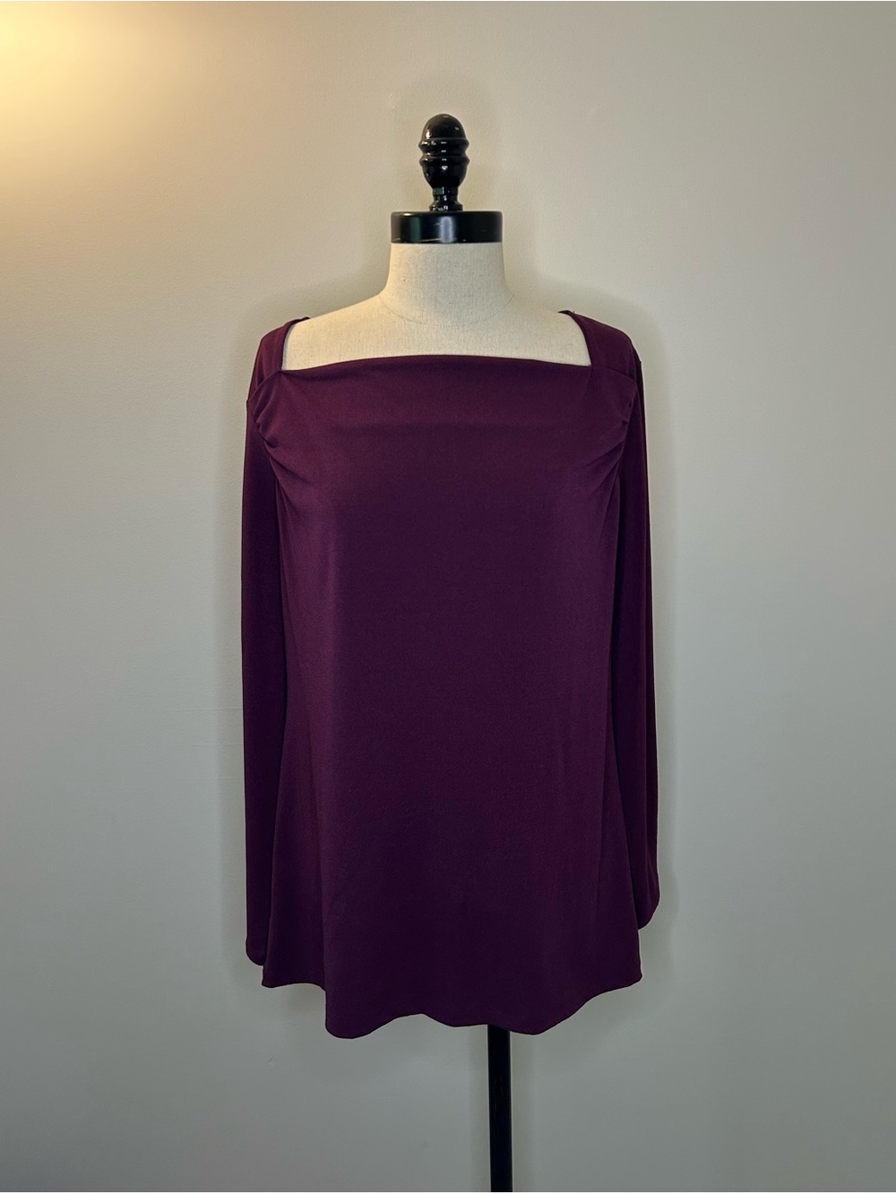 Banana Republic Plum Square Neck Long Sleeve Blouse Top Pullover Womens L